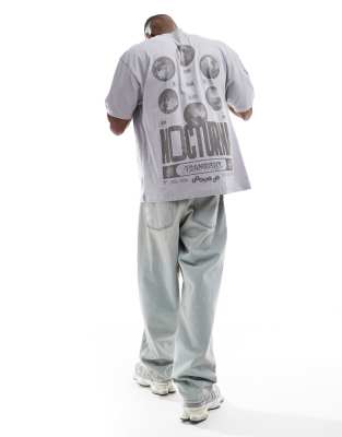 ASOS DESIGN - T-shirt oversize à motif céleste - Gris