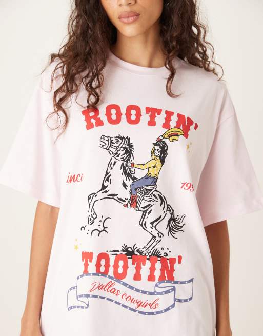 ASOS DESIGN - T-shirt oversize à motif Dallas Cowgirl - Rose clair, 2 de 4