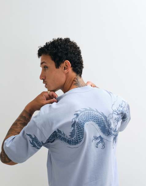 ASOS DESIGN - T-shirt oversize à motif dragon - Bleu - view 1