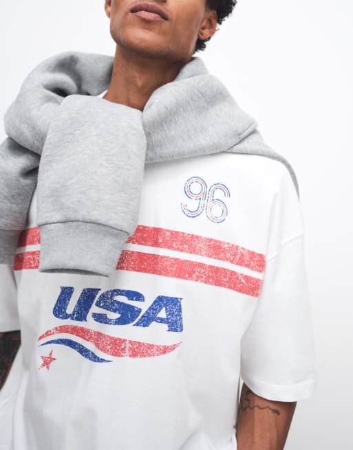 ASOS DESIGN - T-shirt oversize à motif football USA - Blanc, 2 de 5