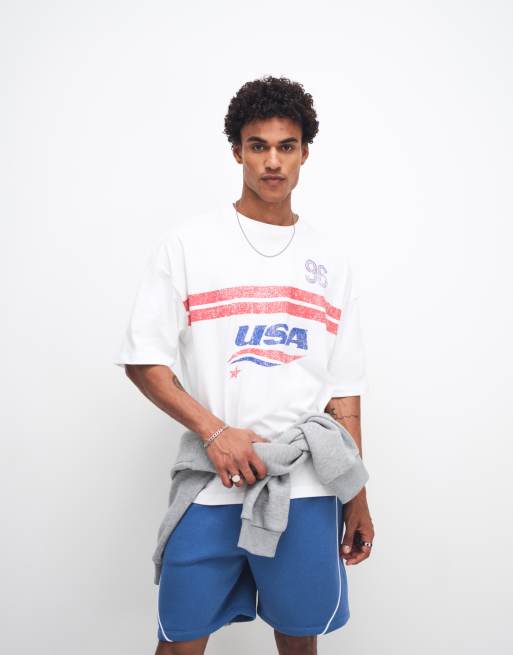 ASOS DESIGN - T-shirt oversize à motif football USA - Blanc, 4 de 5