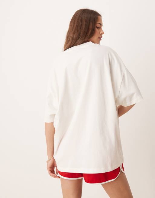 ASOS DESIGN - T-shirt oversize à motif fraise style vintage - Crème, 3 de 4