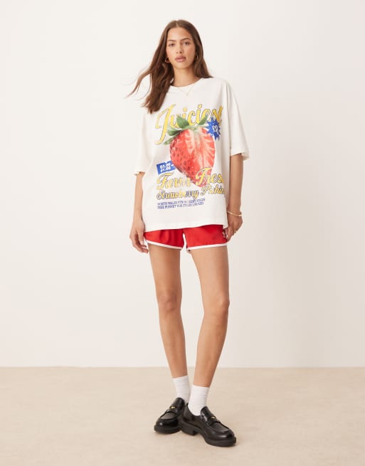 ASOS DESIGN - T-shirt oversize à motif fraise style vintage - Crème, 4 de 4