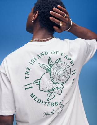 ASOS DESIGN - T-shirt oversize à motif fruit - Blanc