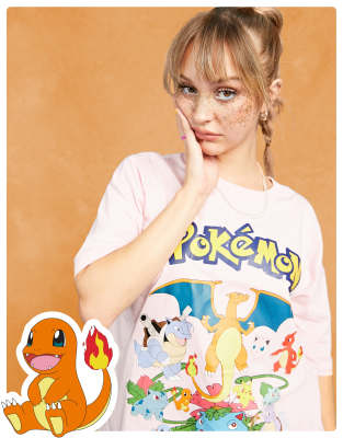 ASOS DESIGN - T-shirt oversize à motif Pokémon - Rose | ASOS