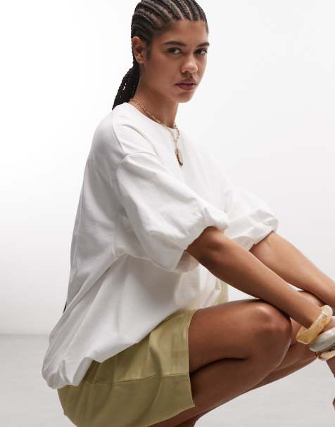 ASOS DESIGN - T-shirt oversize à ourlet boule - Blanc - view 1