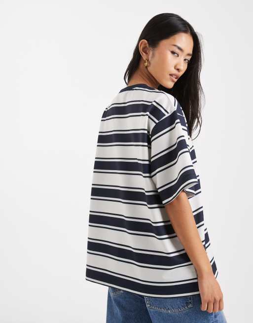 ASOS DESIGN - T-shirt oversize à rayures - Bleu marine et blanc, 4 de 4