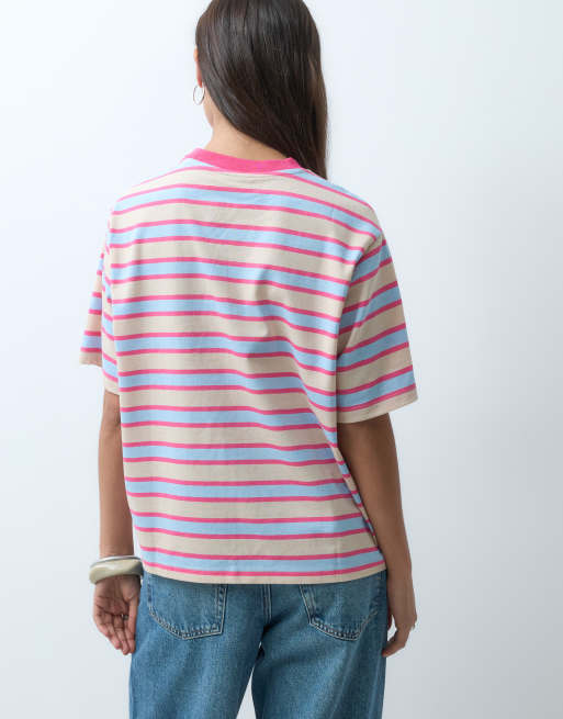ASOS DESIGN - T-shirt oversize à rayures - Rose et bleu, 3 de 4