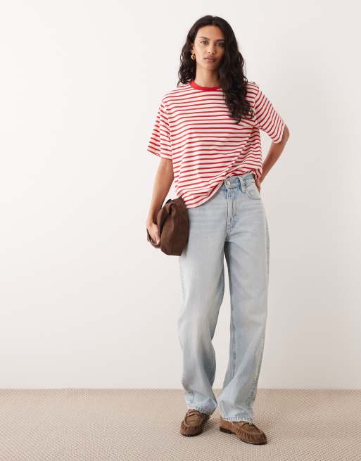 ASOS DESIGN - T-shirt oversize à rayures - Rouge/blanc, 2 de 4