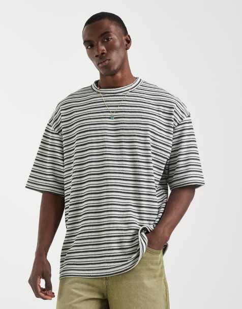 ASOS DESIGN - T-shirt oversize à rayures texturées - Blanc - view 1