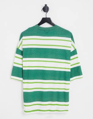 T-shirt oversize a righe con ricamoChicagosul petto-Verde - ASOS DESIGN T-shirt donna  - immagine3