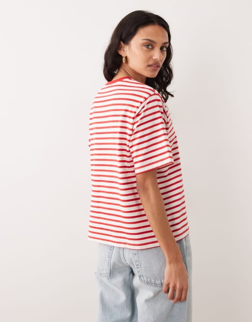 ASOS DESIGN - T-shirt oversize a righe rosse e bianche, 4 di 4
