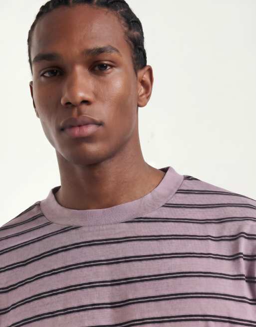 ASOS DESIGN T-shirt oversize a righe slavate rosa, 5 di 5
