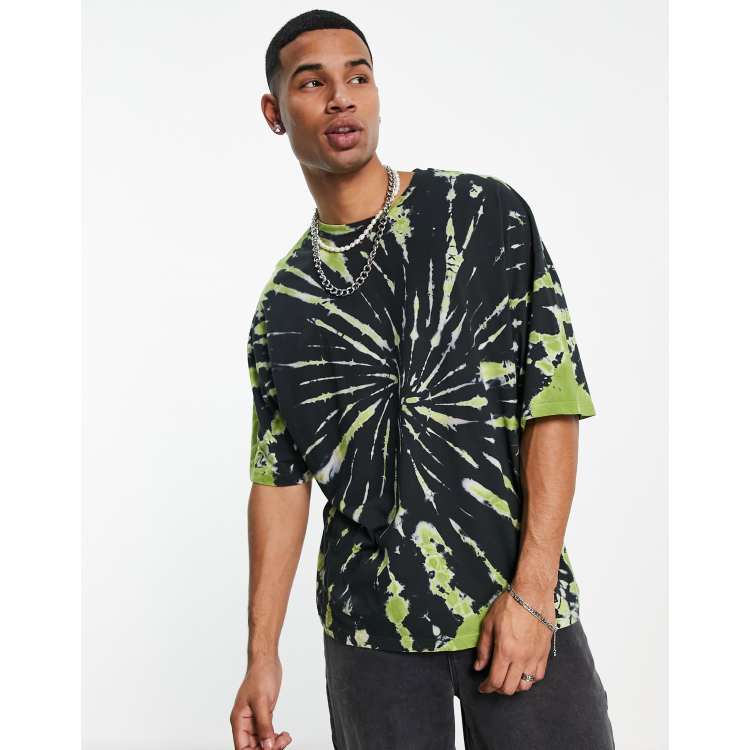 ASOS DESIGN T shirt oversize spirales effet tie dye Noir