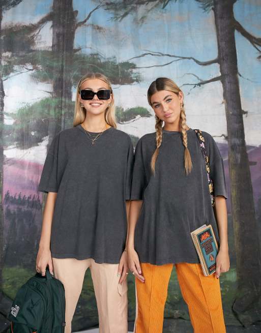 ASOS DESIGN - T-shirt oversize antracite con stampa grande di fungo, 2 di 4