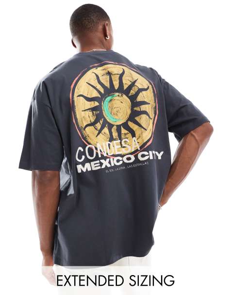 ASOS DESIGN - T-shirt oversize antracite con stampa "Mexico city" sul retro - view 1