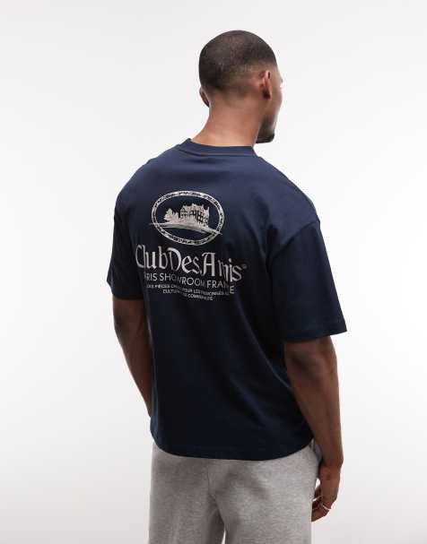 ASOS DESIGN - T-shirt oversize avec broderie et motif château - Bleu marine - view 1