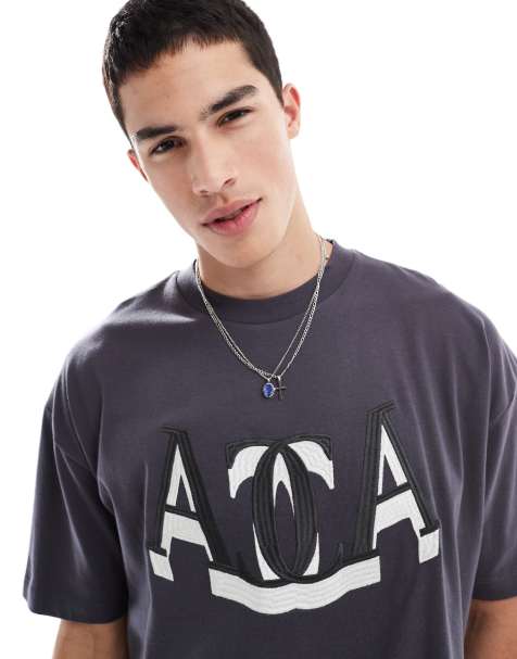 ASOS DESIGN - T-shirt oversize avec broderie universitaire sur le devant - Gris anthracite - view 1