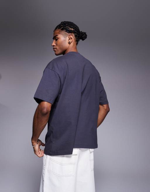 ASOS DESIGN - T-shirt oversize avec broderie universitaire sur le devant - Gris anthracite, 4 de 4