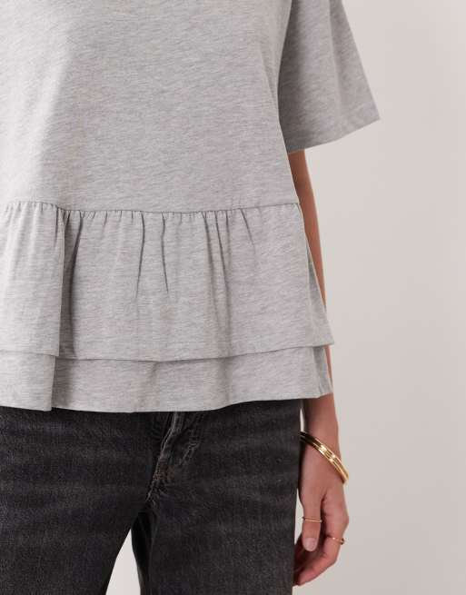 ASOS DESIGN - T-shirt oversize avec double ourlet à basque - Gris chiné, 4 de 4