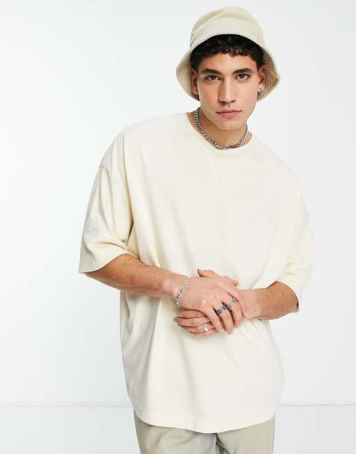 ASOS DESIGN - T-shirt oversize avec empiècement triangle modeste - Beige