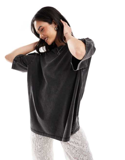 ASOS DESIGN - T-shirt oversize avec étoile cloutée - Anthracite délavé, 3 de 4