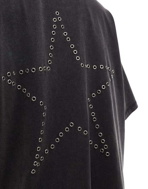 ASOS DESIGN - T-shirt oversize avec étoile cloutée - Anthracite délavé, 4 de 4