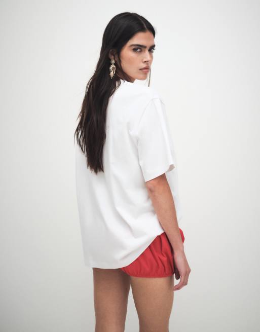 ASOS DESIGN - T-shirt oversize avec imprimé autocollants fruits - Blanc, 3 de 7