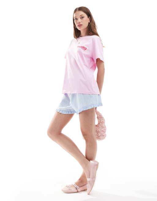 ASOS DESIGN - T-shirt oversize avec imprimé boisson et Cosmopolitan - Rose