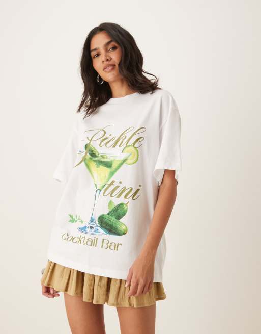 ASOS DESIGN - T-shirt oversize avec imprimé boisson - Ivoire, 4 de 4