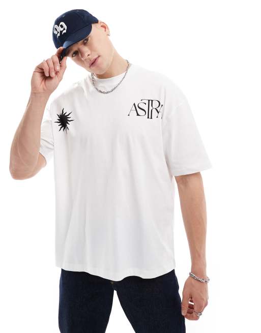 ASOS DESIGN - T-shirt oversize avec imprimé céleste sur le devant - Noir