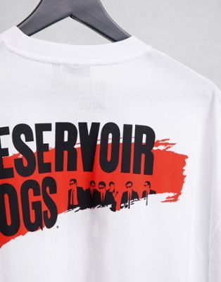 Homme T-shirt oversize avec imprimé chien et slogan Reservoir Dogs - Blanc