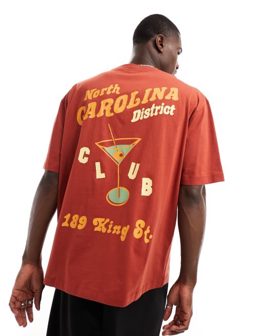 ASOS DESIGN - T-shirt oversize avec imprimé cocktail au dos - Rouge
