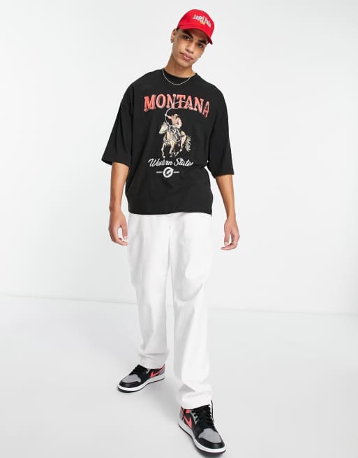 ASOS DESIGN - T-shirt oversize avec imprimé cow-boy rétro sur le devant - Noir délavé, 2 de 4