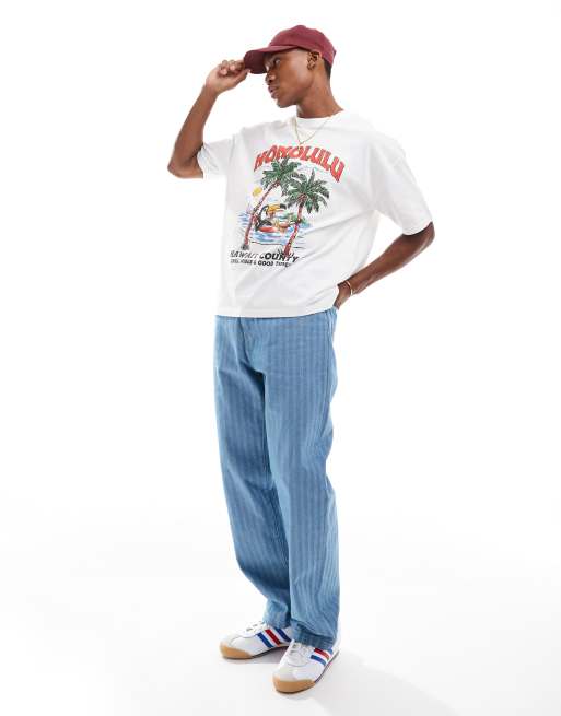 ASOS DESIGN - T-shirt oversize avec imprimé dessin à l'avant - Blanc, 2 de 4
