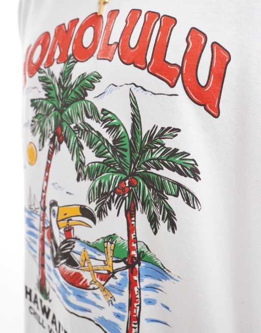 ASOS DESIGN - T-shirt oversize avec imprimé dessin à l'avant - Blanc, 3 de 4