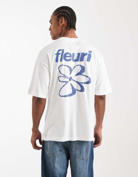 ASOS DESIGN - T-shirt oversize avec imprimé floral en relief - Blanc - view 1