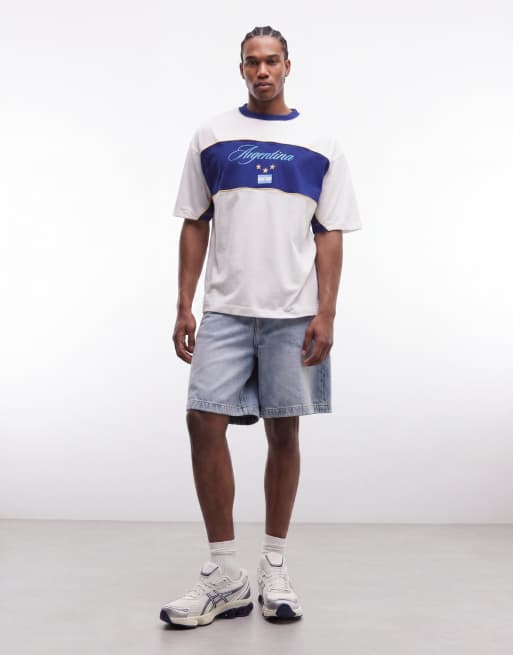ASOS DESIGN - T-shirt oversize avec imprimé football Argentina - Blanc, 3 de 5
