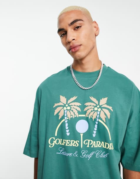 ASOS DESIGN - T-shirt oversize avec imprimé Golfers Paradise à l'avant - Vert - view 1