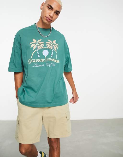 ASOS DESIGN - T-shirt oversize avec imprimé Golfers Paradise à l'avant - Vert, 3 de 4