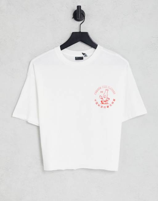 ASOS DESIGN - T-shirt oversize avec imprimé graphique sauce piquante Sriracha sous licence - Blanc, 4 de 4
