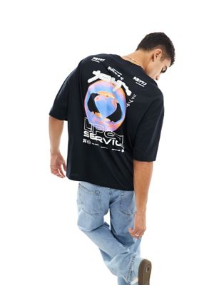 ASOS DESIGN - T-shirt oversize avec imprimé lèvres au dos - Noir