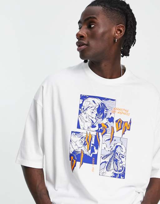 ASOS DESIGN - T-shirt oversize avec imprimé manga sur le devant - Blanc , 3 de 4