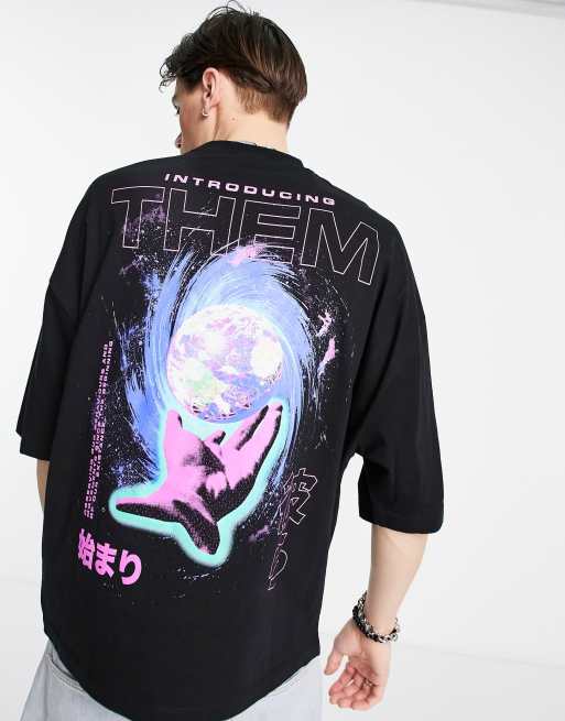 ASOS DESIGN - T-shirt oversize avec imprimé Mystic Street au dos - Noir