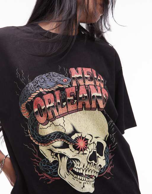 ASOS DESIGN - T-shirt oversize avec imprimé « New Orleans » style rock - Noir délavé, 2 de 4