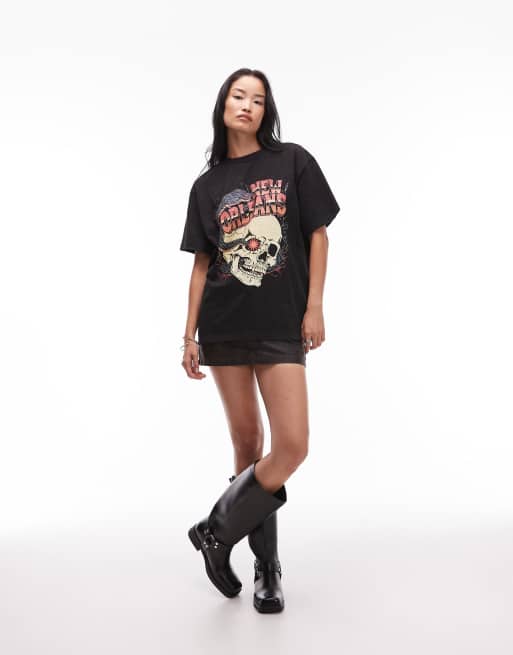ASOS DESIGN - T-shirt oversize avec imprimé « New Orleans » style rock - Noir délavé, 4 de 4