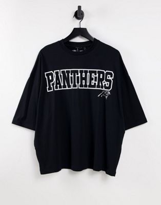 Nouveau T-shirt oversize avec imprimé NFL Panthers devant et au dos - Noir