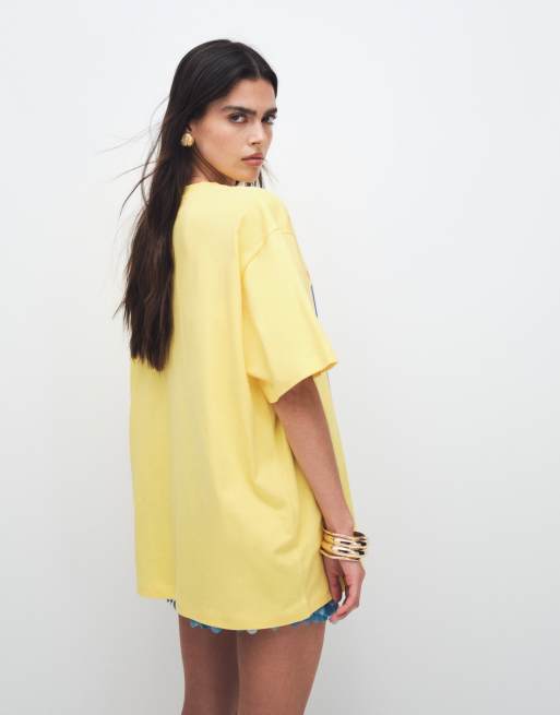 ASOS DESIGN - T-shirt oversize avec imprimé Palmera - Jaune, 3 de 8