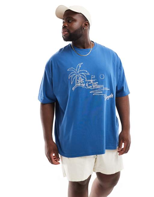 ASOS DESIGN - T-shirt oversize avec imprimé paysage Los Angeles à l'avant - Bleu, 2 de 4