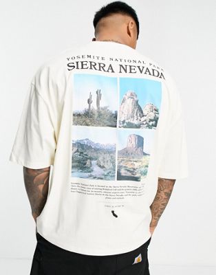 ASOS DESIGN - T-shirt oversize avec imprimé photo montagne au dos - Blanc cassé | ASOS